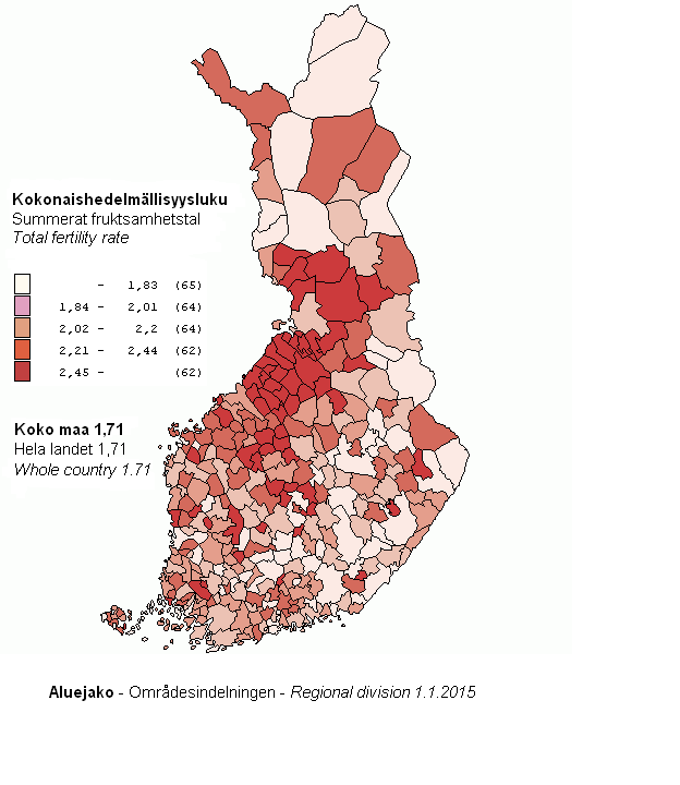 Figurbilaga 3. Summerat fruktsamhetstal kommunvis fr ren 2010–2014